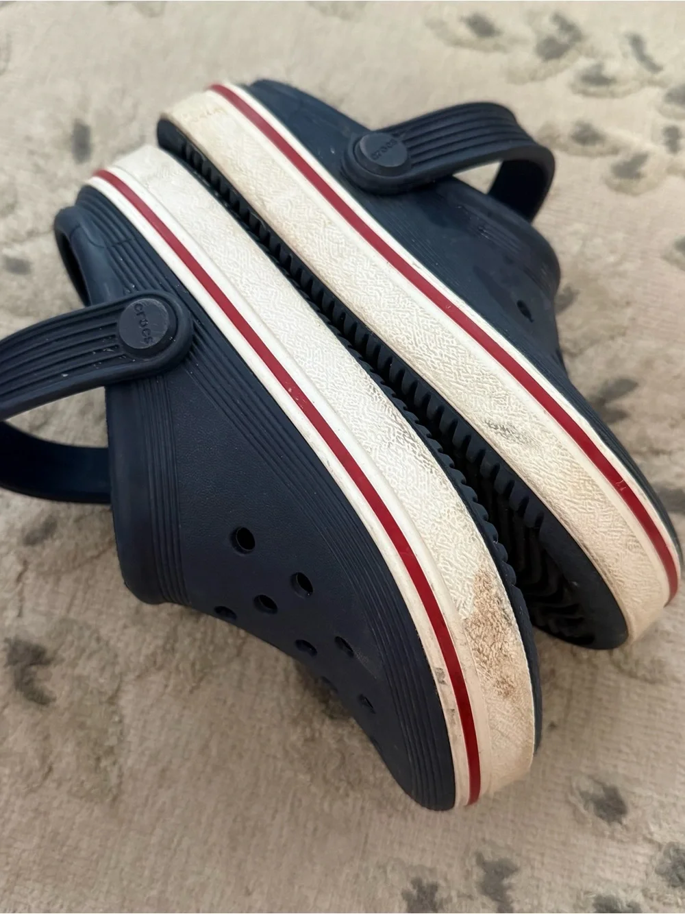 CROCS Navy Blue Kids Clogs with Heel Strap preschool/toddler size 11